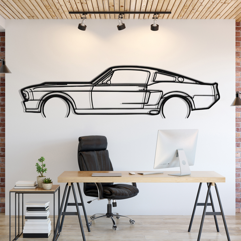 Wall Art Home Decor 3D Acrylic Metal Car Auto Poster USA Silhouette 1967 MT0100