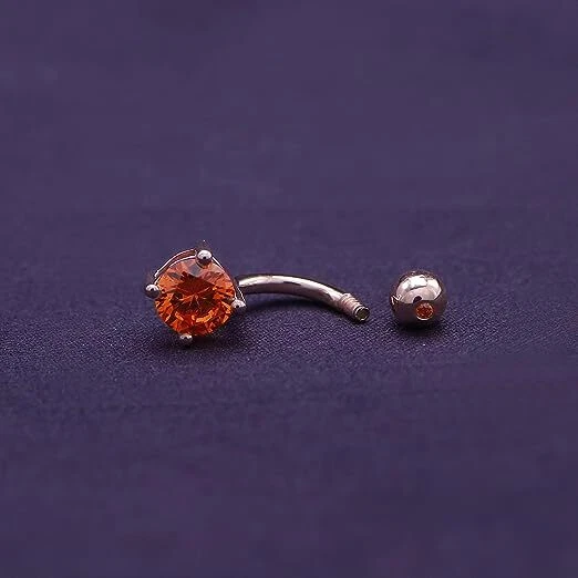 Piercing corporal ombligo anillo piedra de nacimiento simulada enchapado en oro rosa de 14K plateado Foto 4 de 4
