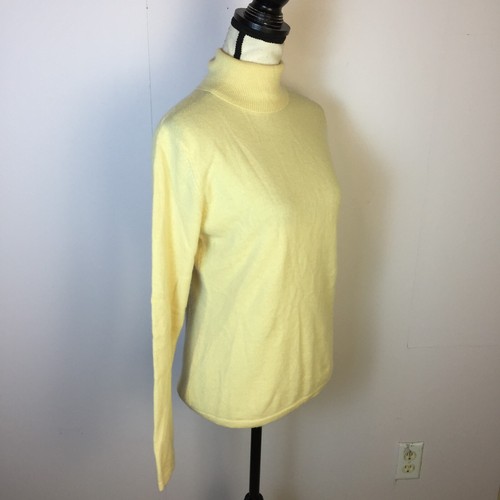 Charter Club Sweater Sz M Womans Yellow 2 Ply 100% Cashmere Turtleneck Pullover - Picture 2 of 15