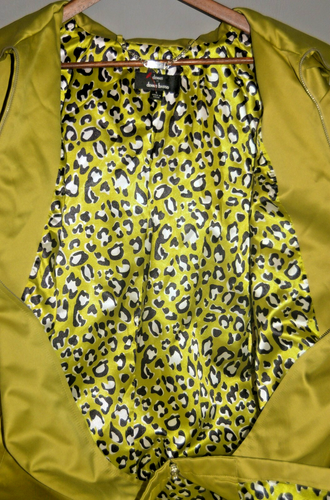 Dennis Basso Women's Jacket Lime Green Hood Collared Pockets Lined Size L - Picture 2 of 8