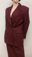 Jones New York Women's Vintage Burgundy Stripe Two-piece Wool 1980s Suit Size 8