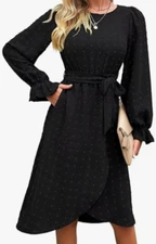 NEW Falechay Women's Belted Sleeveless Split Midi Dress Black Size 2XL