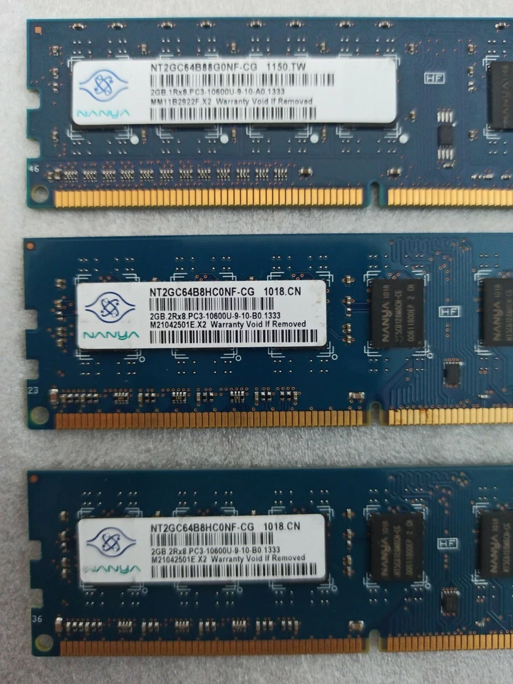 Nanya 6GB (3x2GB) 2Rx8 PC3-10600U NT2GC64B8HCONF-CG Desktop Ram Memomy - Image 4 of 4
