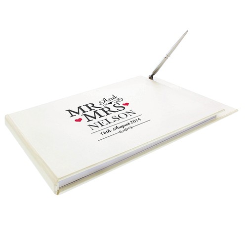 Album vuoto e penna libro ospiti Mr & Mrs matrimonio personalizzato regalo - Foto 4 di 4