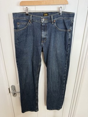 Lee Legendary Regular Fit Jeans Mens W34 L30 Dark Wash Blue Straight Leg Denim