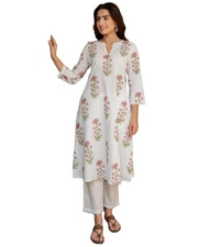 GoSriKi Women's Rayon Viscose Anarkali Printed Kurta with Pant
