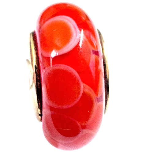 Rare PANDORA Retired Orange Lotus Murano Glass Bead with 14K Gold ...
