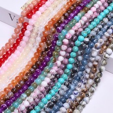 50Pcs Natural Gemstone Round Charm Spacer Loose Beads 8mm For Jewelry Making