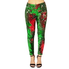 Tipsy Elves Red Green Reversible Sequin High Waisted Leggings, Size Small NWT