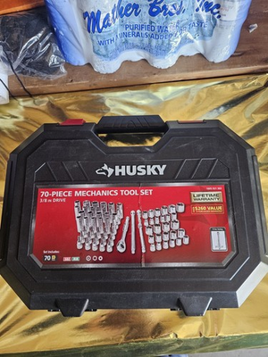 #ad Husky Mechanics Tool Set 3 8 Inch Drive Chrome Alloy Steel Ratchet Socket 70 pcs $75.00