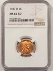 1947-D LINCOLN CENT - NGC MS-66 RD, RED & PREMIUM QUALITY!