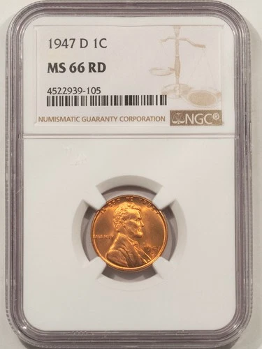 1947-D LINCOLN CENT - NGC MS-66 RD, RED & PREMIUM QUALITY!