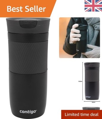 Byron 470ml Travel Mug - Einhand Auslaufsicher Isolierdesign in Schwarz