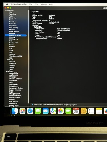 Apple MacBook Pro 13in (256GB SSD, M1, 8GB) Laptop - MYD82B/A (November, 2020) - Afbeelding 21 van 23