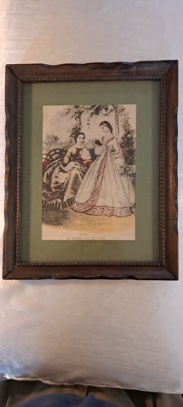 Godey Ladies Picture with Mirror Back Frame