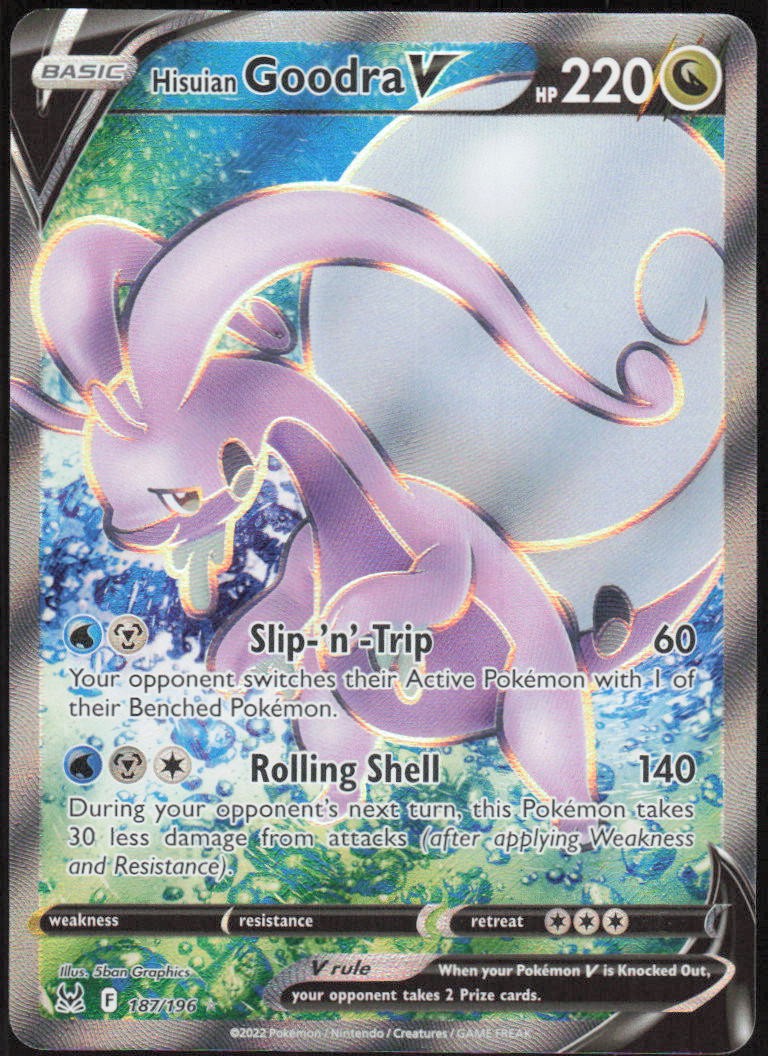 Hisuian Goodra V (Full Art) 187/196 SWSH11: Lost Origin Holo Ultra Rare NM EN