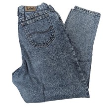 Lee Vintage 90s High Waisted Acid Wash Mom Jeans USA Blue Tapered Size 16