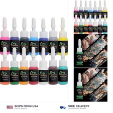 Tattoo Ink Set - 14 Colors, 1/6oz 5ml Bottles Professional Pigment Kit for ...