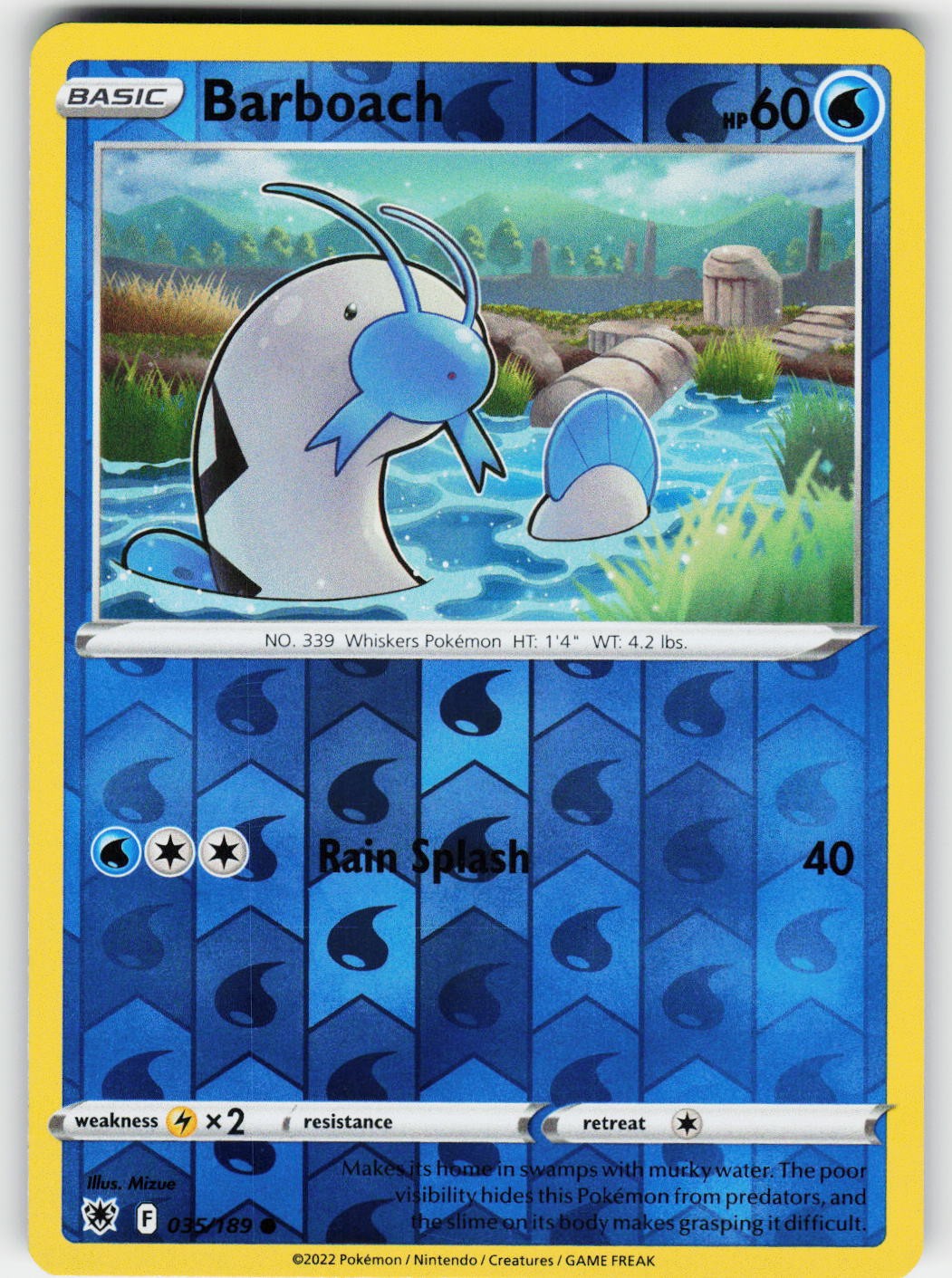 Barboach 035/189 Common Astral Radiance Pokemon Reverse Holo Near Mint