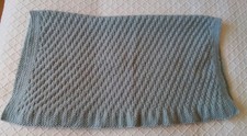 Hand Knitted Baby Blanket Duck Egg Blue Mini Cable 2 Sided 80 X 70 Cm NEW