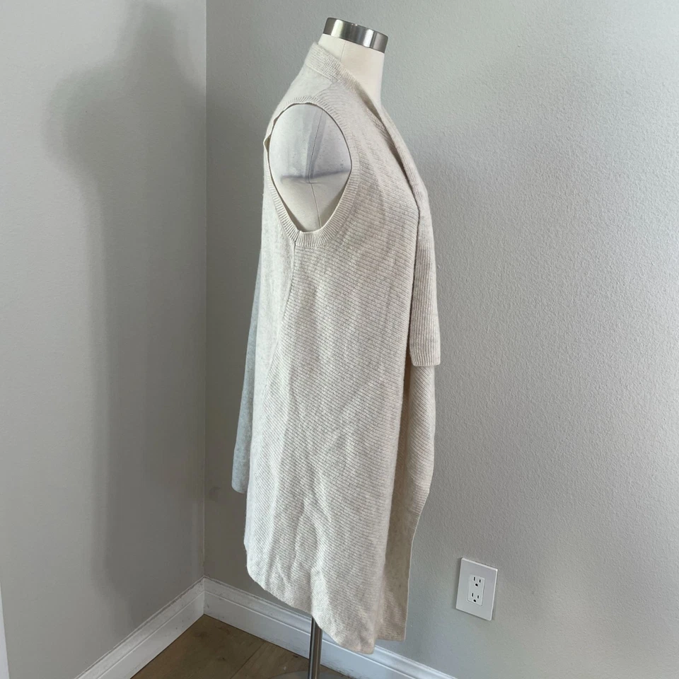 Chaleco cárdigan Nanette Lepore para mujer XS sin mangas 2 capas 100 % cachemir frente abierto Foto 3 de 4