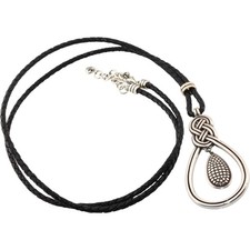 Brighton Interlok Long Leather Silver Pendant Necklace