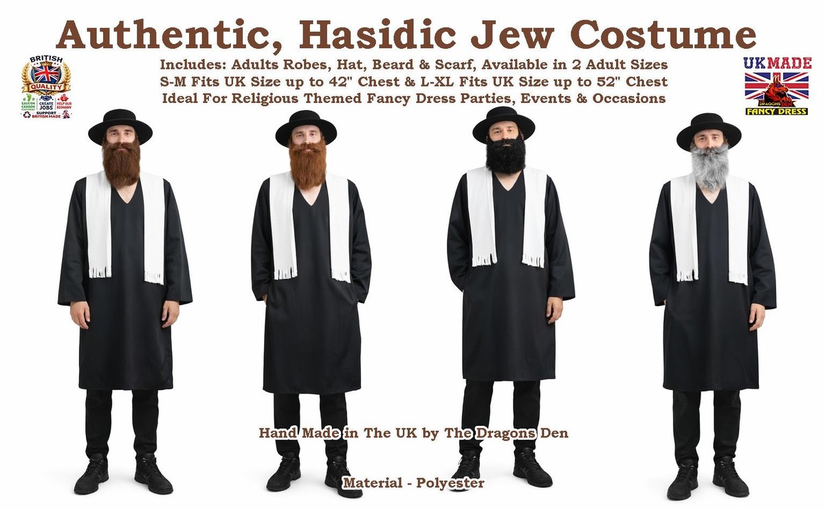 jewish dressing Adults Rabbi Preacher Religious Teacher Fancy Dress Costume Ruched Off Shoulder Short upload-20241209 Costume SIZE:FR40 (L)