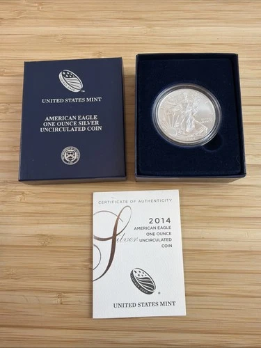 2014 W 1oz US American Silver Eagle $1 - Uncirculated - Original Box /COA