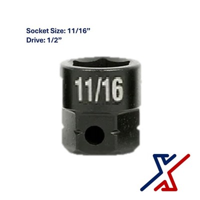 11/16''mm. x 1/2'' Drive Nano Socket / Stuby Socket by X1 Tools