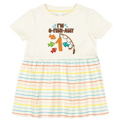 Inktastic I'm O-Fish-Ally One!- Fishing Birthday Infant Dress Birthdays First 1