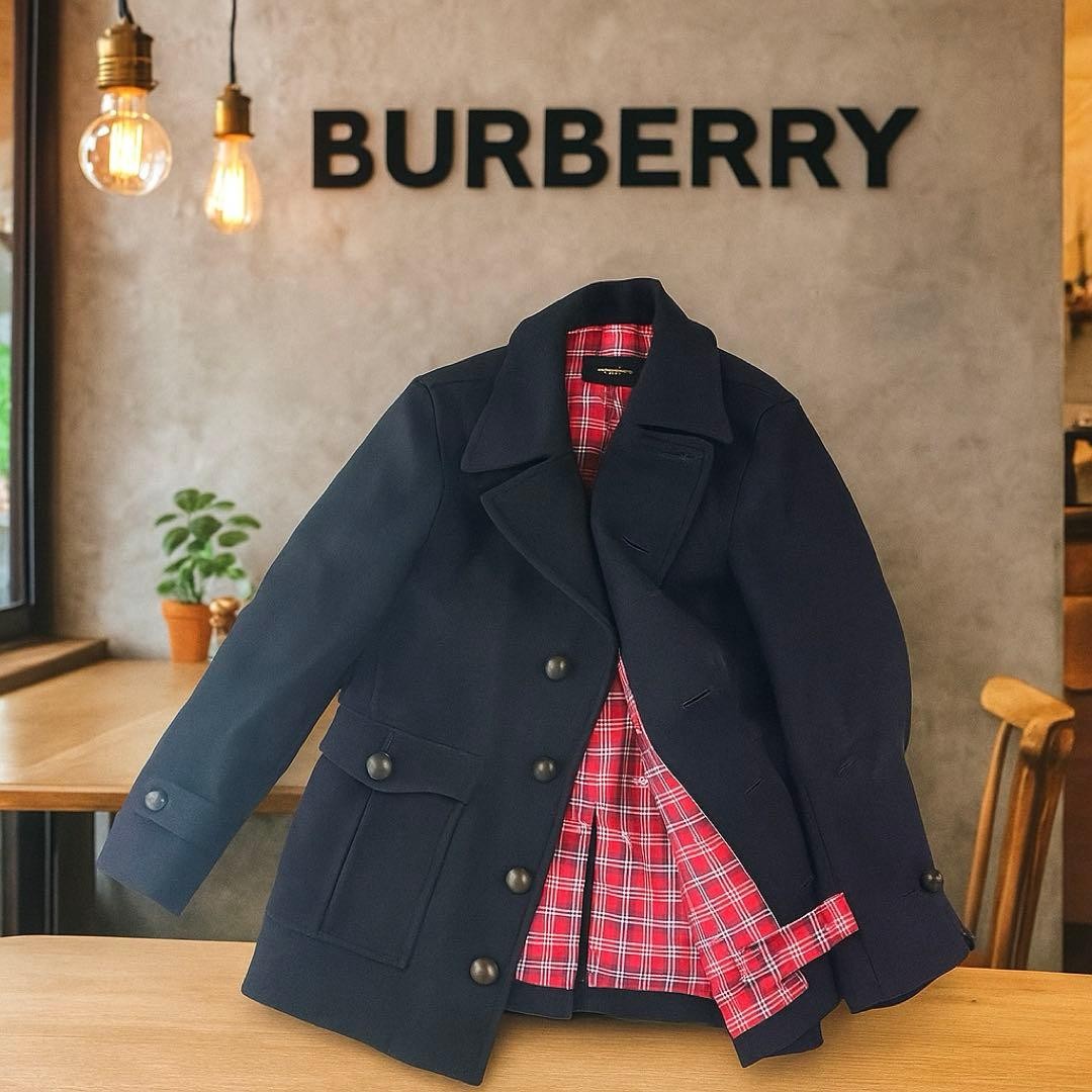 BURBERRY BLACK LABEL Peacoat Size L Navy Check From Japan thumbnail 15