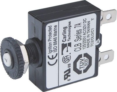 Blue Sea Systems 7053 Circuit Breaker Push Button 7A, 4.5-inch Combi, Black 