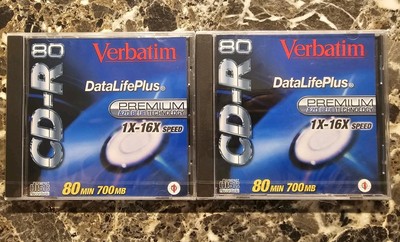 Verbatim 700MB/80 Min CD-R Disc 2 PACK! W/ Jewel Case 1X-16X Speed AZO Blue