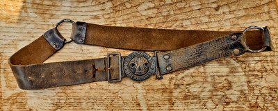 Vintage Pfadfindergürtel Leder -Be Prepared- Fleur de Lils vermutlich 30er Jahre