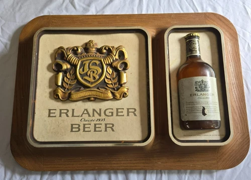 Vintage Erlanger Beer Sign Plastic Wall Hanging Man Cave Decor Beer Advertising