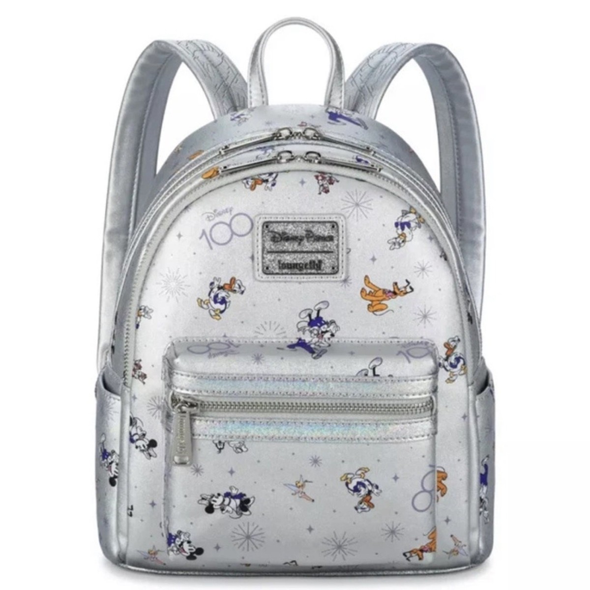LOUNGEFLY DISNEY PARKS 100th ANNIVERSARY Backpack Bag Silver FAST SHIP 3085-1 LOUNGEFLY DISNEY PARKS 100th ANNIVERSARY Backpack Bag Silver  main image 4