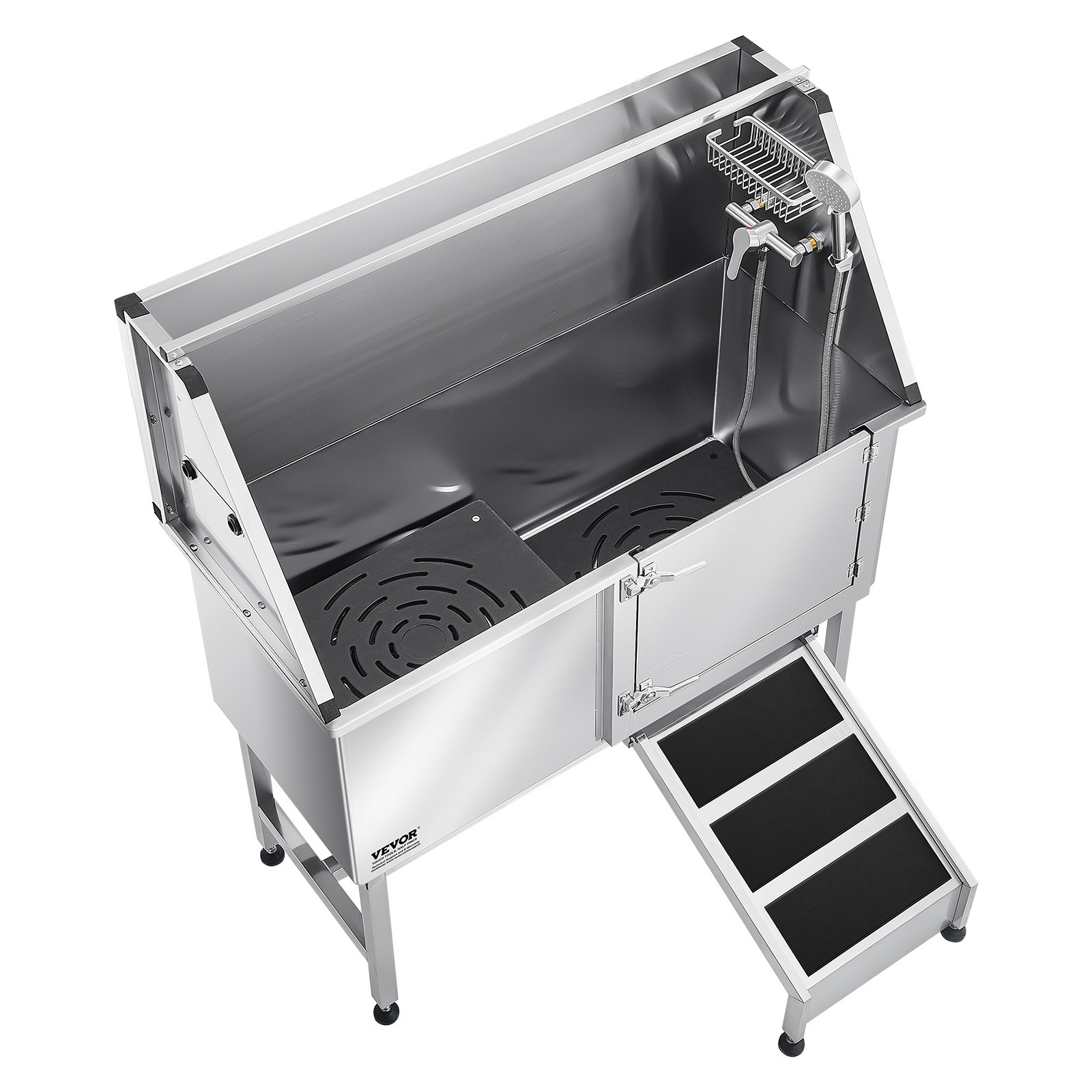 VEVOR 50" Pet Dog Grooming Bath Tub Stainless Steel w/ Ramp & Water Filter