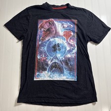 Universal Studio Jaws ET Back To Future Jurassic Park Black T Shirt Adult Small