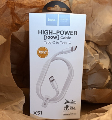 hoco. X51 100W 5A USB-C to USB-C Fast Charge USB-C Cable 2m White