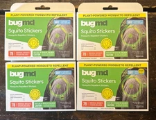 Lot of 4 BugMD SQUITO STICKERS CITRONELLA REPELLENT PATCHES SEALED Bb 7/27
