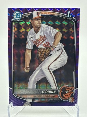 JT Quinn 2025 Bowman Chrome Draft #BDC-85 Purple Geometric Refractor 1st RC /250