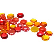 36pcs Glass Beads Flat Glass Gemstone Red/Yellow 0.44lbs Glass Pebbles