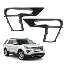 Pair Front Bumper Fog Light Cover Bezel Black Trim For Ford Explorer 2018-2019