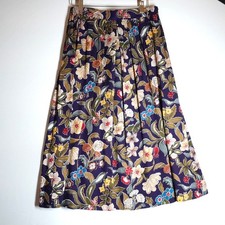 VTG 90s Norton McNaughton Floral Midi Skirt Purple Rayon 14P Cottage Retro