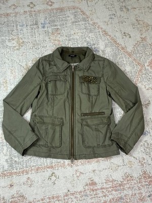 Express Olive Green Utility Jacket Studded Cargo Streetwear Grunge Gorpcore L