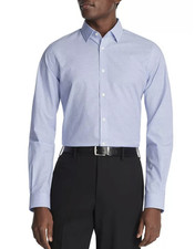 Michael Kors Men Slim Fit Button Down Dress Shirt Blue Multi Size 14-14.5 32/33
