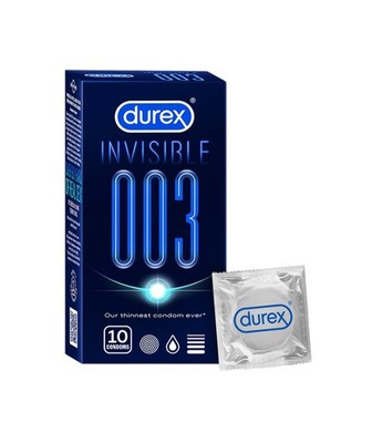 Durex Invisible 003 Ultra Thin Condoms - Extra Sensitive for Natural Feel