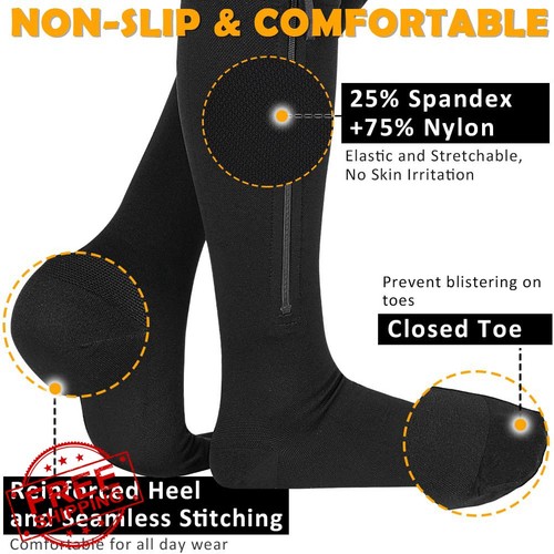 CASMON 15-20mmHg Zipper Compression Socks Knee High 1 Pair - Bild 2 von 3