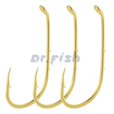 100X Baitholder Gold Fishing Hooks Sea Offset Walleye Rig Long Shank Freshwater 