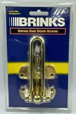BRINKS Swing Bar Door Guard, Security Door Hardware w/ Screws Gold #5662. New - Image 1 of 4